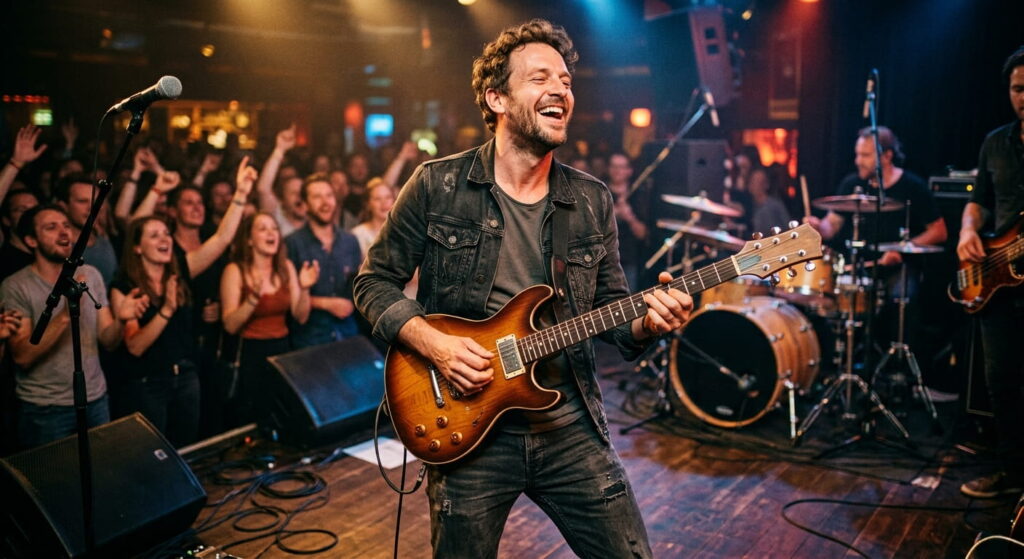 Musiker mit E-Gitarre egitarrenkurs.de Sidebar